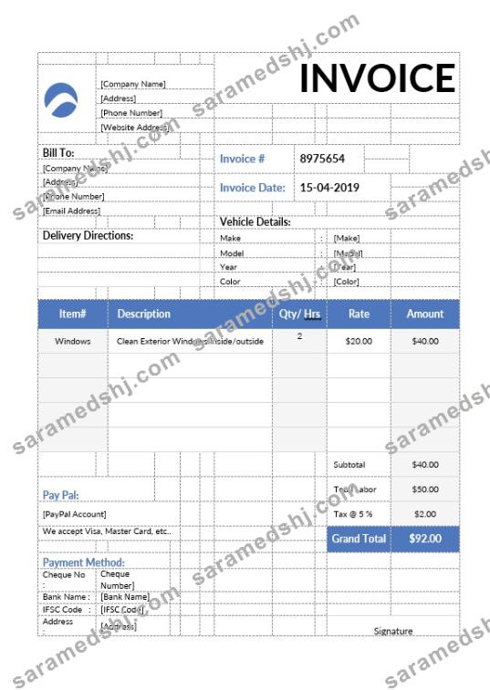 Car Wash Invoice Template